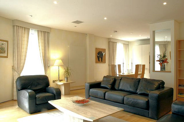 A lovely spacious living area in the palatial penthouse apartment