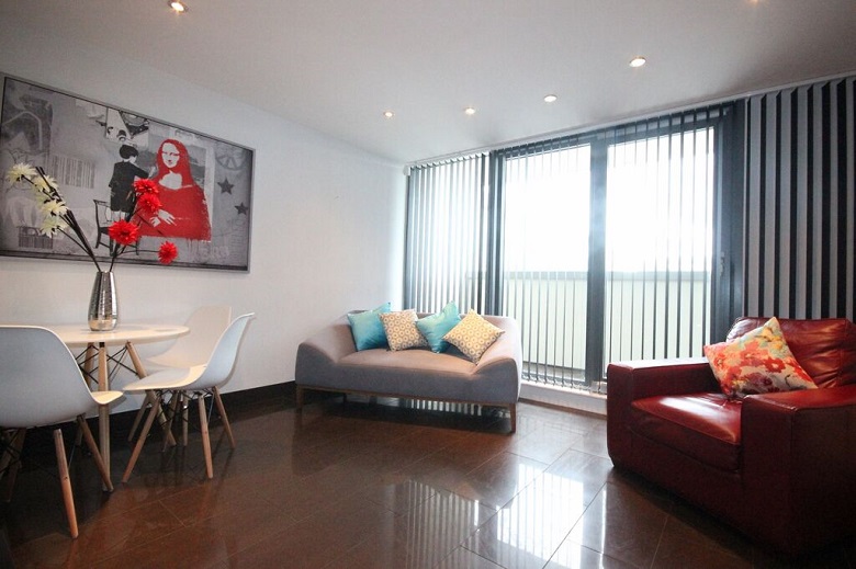 A gorgeous, well decorated living area in an executive two bedroom apartment