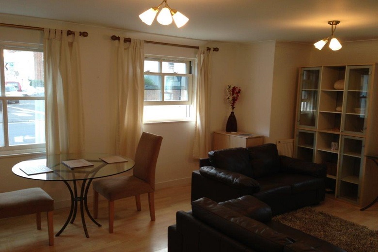 A comfortable living space with dining area