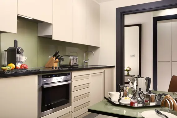 A modern kitchen in a Kings One Bedroom Suite