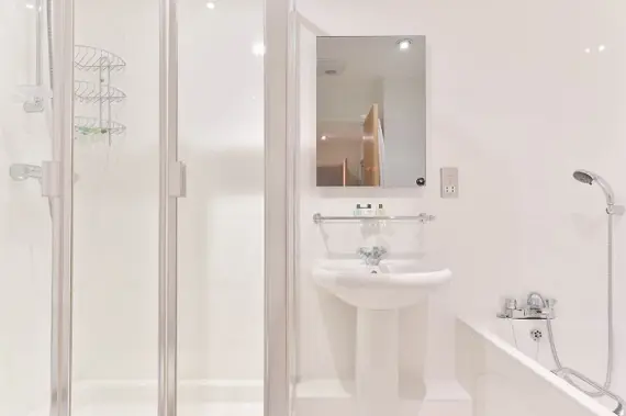 A bright, clean shower room