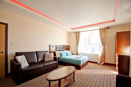 A spacious studio apartment with good storage space