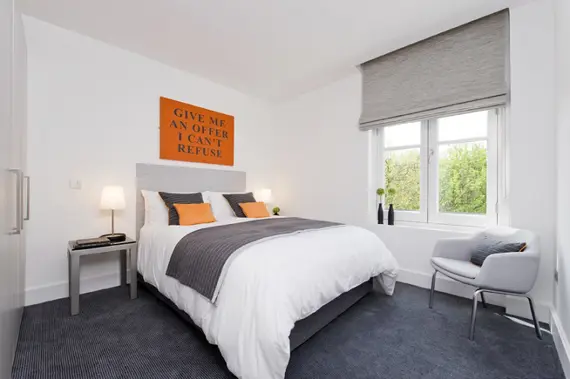 A light, modern bedroom