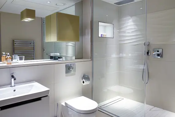 A luxurious modern bathroom at Cheval Three Quays