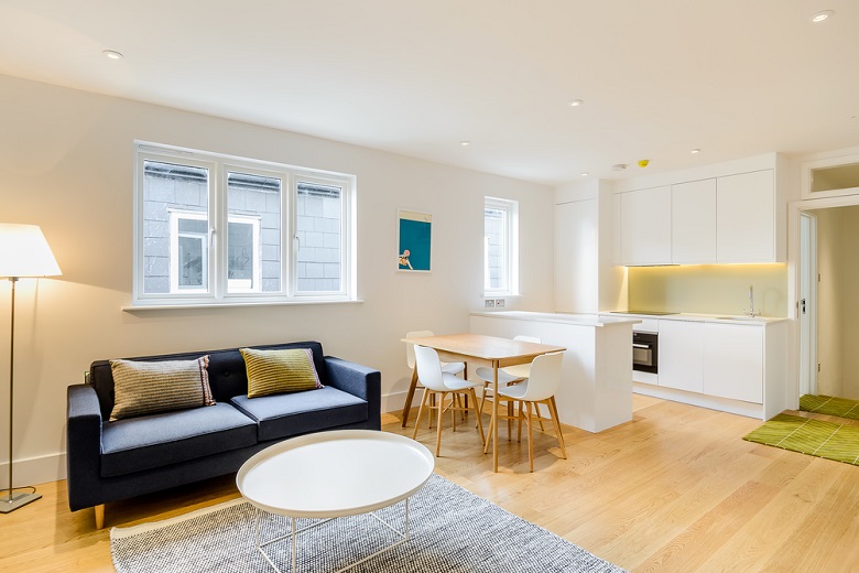 Spacious open plan kitchen and living area