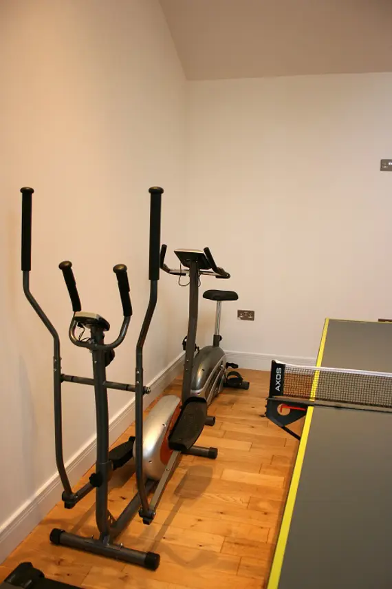 Fitness and table tennis equipment available for use