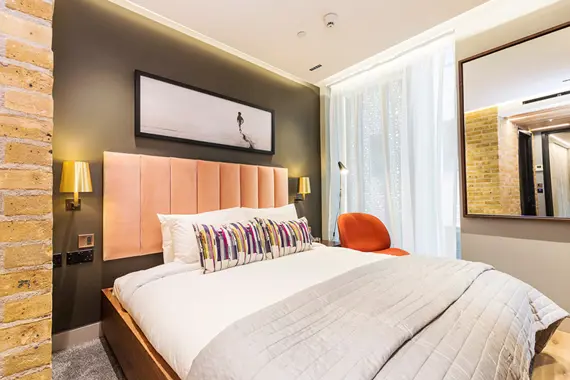 Lay down and relax in this stylish and modern studio apartment