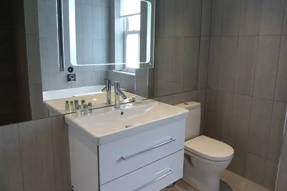 A modern tiled bathroom