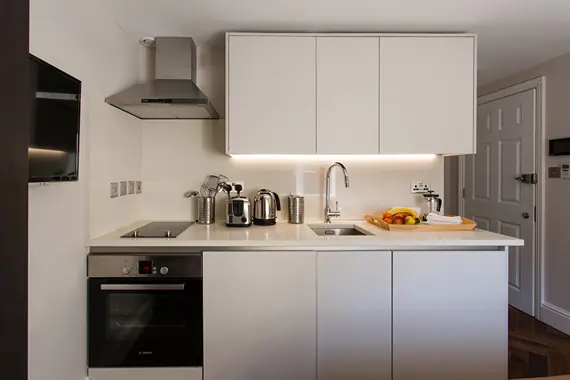 A compact kitchenette offering simplicity