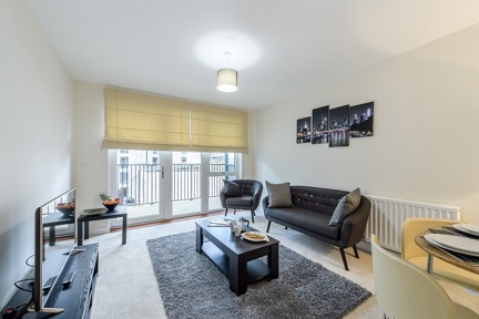 A contemporary and spacious living room in Edgware