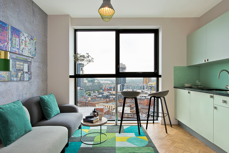 Relax in this cozy living room with a view