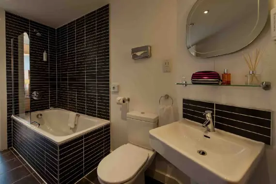 A large and stylish bathroom