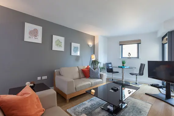 One of the bright and modern lounge areas at Waterloo Court