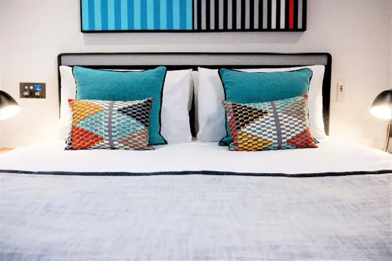 Bright decorative details in the studio units