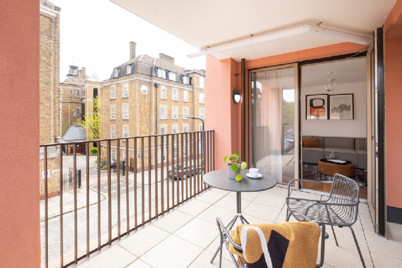 A relaxing balcony in the two bedroom units