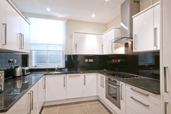 A fully equipped kitchen in the Standard One Bedroom apartments