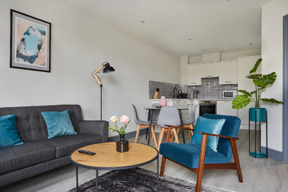 A lovely open plan kitchen and lounge area