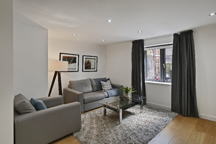 A roomy and snug living area