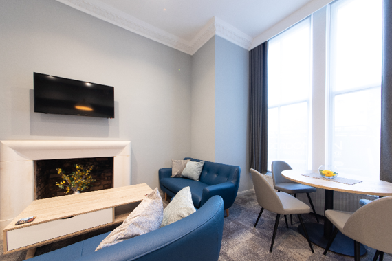 A gorgeous and sleek lounge area