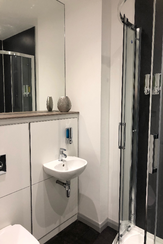 A clean and polished shower room