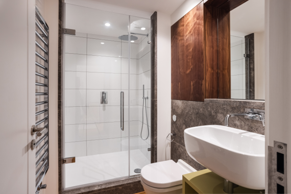 Clean and shiny shower room