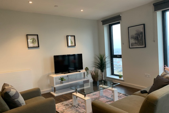 A spacious, smart living with view