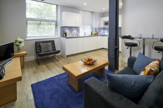 A beautifully finished open plan living and kitchen area