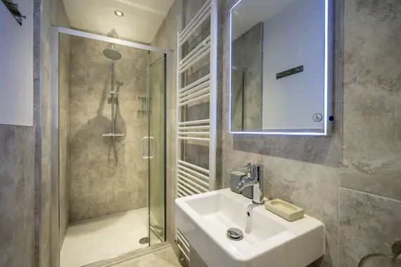 Clean and shiny shower room
