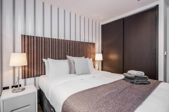 Stylishly decorated bedroom in Garrick Street