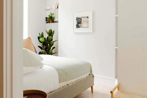 Serene and tranquil bedroom, designed for a restful night's sleep