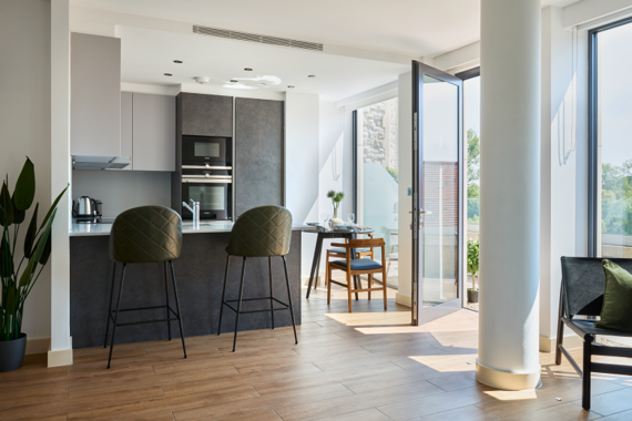 Enjoy the beauty of a beautifully finished open-plan living and kitchen area, where style and practicality unite