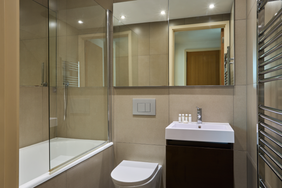 Relax in this serene bathroom