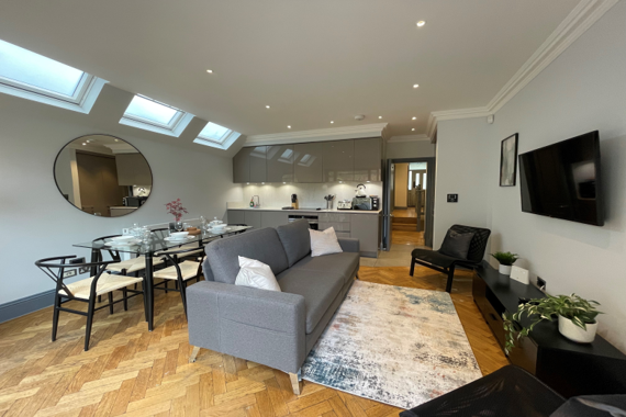 This three bedroom has an open-plan kitchen with a spacious layout, ideal for socializing while cooking