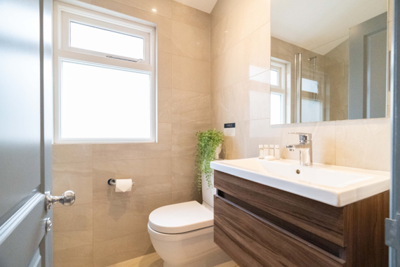 A bright and modern cloakroom