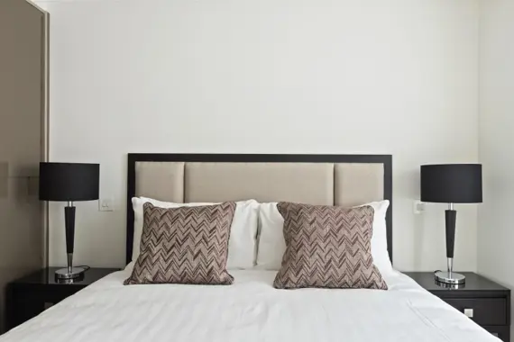 Cozy and inviting bedroom with a comfortable bed and soothing ambiance