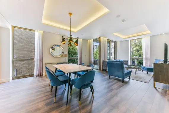 Modern living space bathed in natural light and stylish decor in Kensington