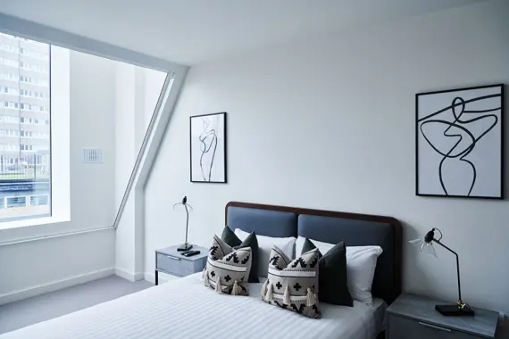 Serene and tranquil bedroom, designed for a restful night's sleep