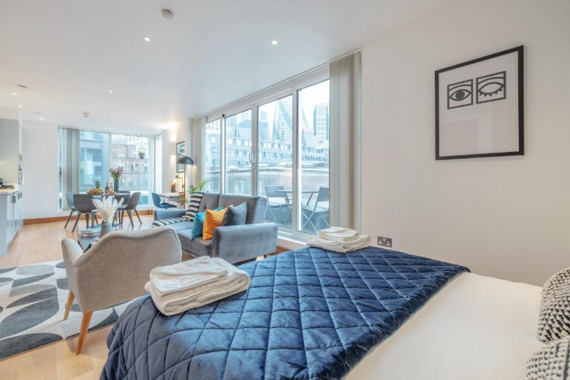 Inviting open plan oasis with a cozy bed and serene ambiance