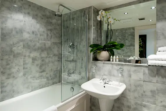 The modern bathroom in a two bedroom apartment