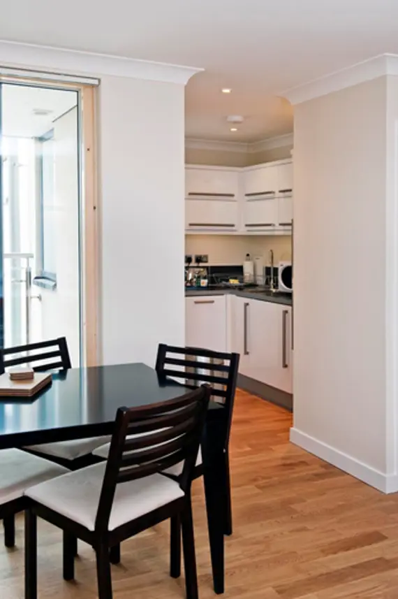 A contemporary open plan kitchen and dining area