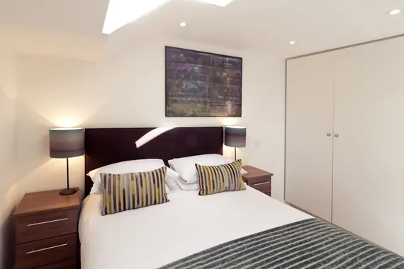 A modern, comfortable bedroom