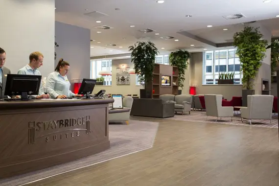 The Staybridge Birmingham reception area
