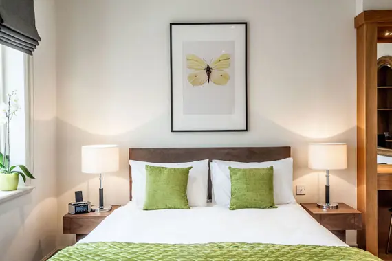 A stylish and bright double bedroom