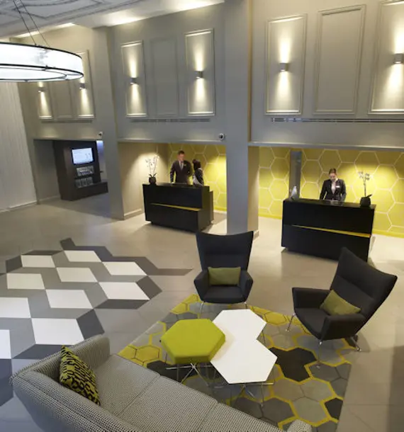 The trendy Citadines Trafalgar Square foyer