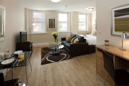 A bright, light open plan living area
