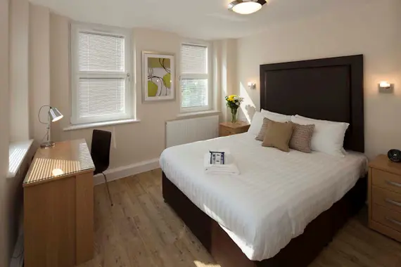 A spacious, comfortable bedroom