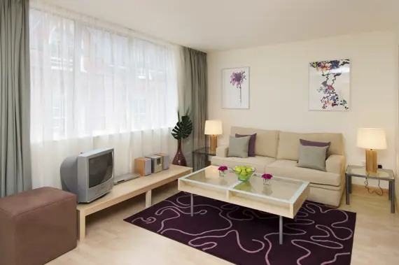 A bright, colourful living space