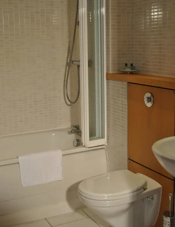 A clean, modern bathroom