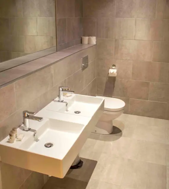 A fabulous bathroom with a double sink