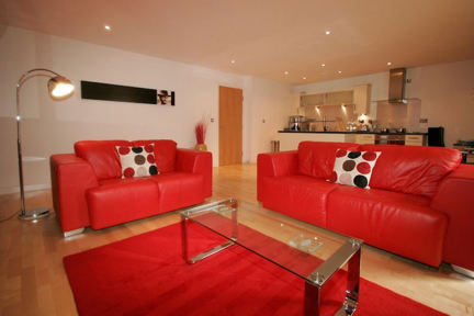 A bright, colourful living area